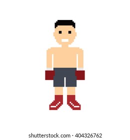 pixel people boxer avatar vector art illustration