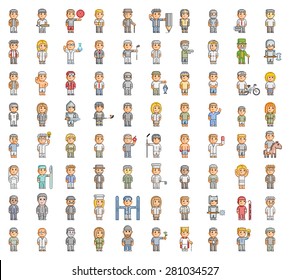 Pixel people set for 8 bit games.