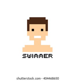 pixel people theme avatar guy vector art illustration