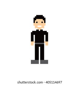 pixel people theme avatar guy vector art illustration