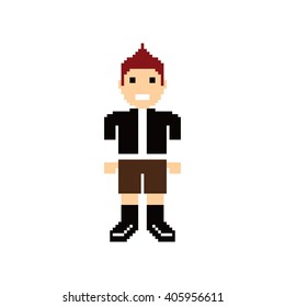 pixel people theme avatar guy vector art illustration