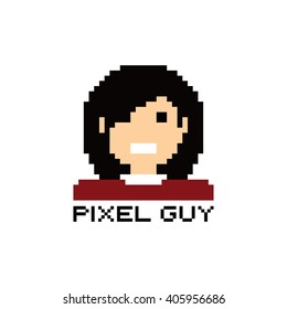 pixel people theme avatar guy vector art illustration