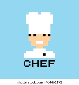 pixel people theme chef avatar guy vector art illustration