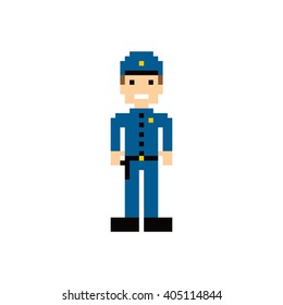 pixel people theme police avatar guy vector art illustration
