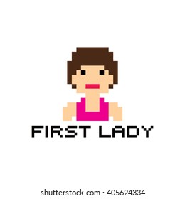 pixel people woman avatar theme vector art illustration