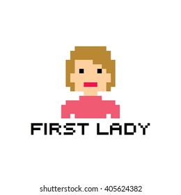 pixel people woman avatar theme vector art illustration