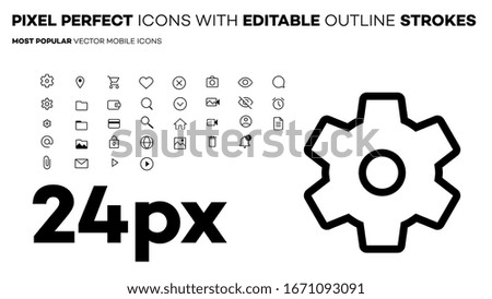 Pixel perfect 24px icons with editable outline stroke. Most popular mobile vector icon set.
