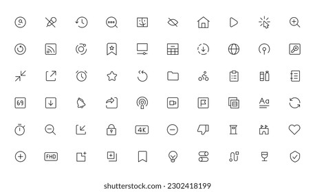 Pixel Perfect. Basic User Interface Essential Set. Line Outline Icons. For App, Web, Print. Editable Stroke. Pixel Stroke Wide with Round Cap and Round Corner