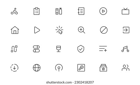 Pixel Perfect. Basic User Interface Essential Set. Line Outline Icons. For App, Web, Print. Editable Stroke. Pixel Stroke Wide with Round Cap and Round Corner