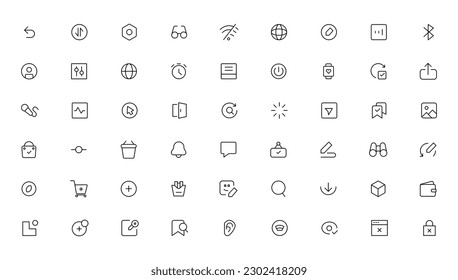 Pixel Perfect. Basic User Interface Essential Set. Line Outline Icons. For App, Web, Print. Editable Stroke. Pixel Stroke Wide with Round Cap and Round Corner