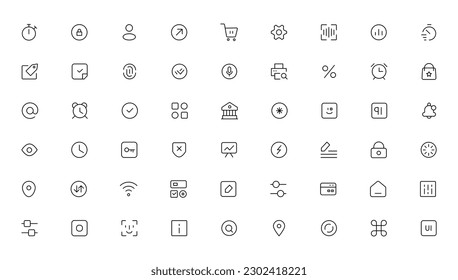 Pixel Perfect. Basic User Interface Essential Set. Line Outline Icons. For App, Web, Print. Editable Stroke. Pixel Stroke Wide with Round Cap and Round Corner