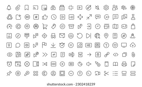 Pixel Perfect. Basic User Interface Essential Set. Line Outline Icons. For App, Web, Print. Editable Stroke. Pixel Stroke Wide with Round Cap and Round Corner