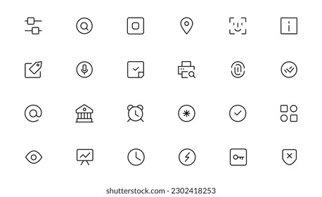 Pixel Perfect. Basic User Interface Essential Set. Line Outline Icons. For App, Web, Print. Editable Stroke. Pixel Stroke Wide with Round Cap and Round Corner