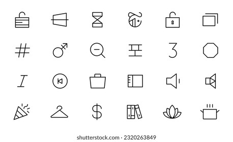 Pixel Perfect. Basic User Interface Essential Set. Line Outline Icons. For App, Web, Print. Editable Stroke. Pixel Stroke Wide with Round Cap and Round Corner