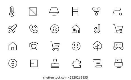 Pixel Perfect. Basic User Interface Essential Set. Line Outline Icons. For App, Web, Print. Editable Stroke. Pixel Stroke Wide with Round Cap and Round Corner