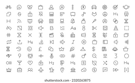 Pixel Perfect. Basic User Interface Essential Set. Line Outline Icons. For App, Web, Print. Editable Stroke. Pixel Stroke Wide with Round Cap and Round Corner