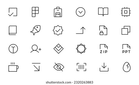 Pixel Perfect. Basic User Interface Essential Set. Line Outline Icons. For App, Web, Print. Editable Stroke. Pixel Stroke Wide with Round Cap and Round Corner