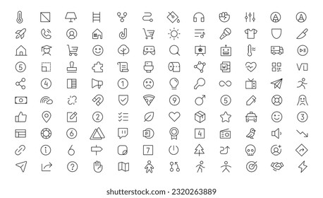 Pixel Perfect. Basic User Interface Essential Set. Line Outline Icons. For App, Web, Print. Editable Stroke. Pixel Stroke Wide with Round Cap and Round Corner