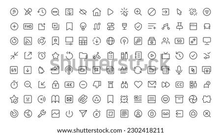 Pixel Perfect. Basic User Interface Essential Set. Line Outline Icons. For App, Web, Print. Editable Stroke. Pixel Stroke Wide with Round Cap and Round Corner