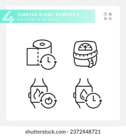 Pixel perfect black icons pack of metabolic health, editable thin linear illustration.