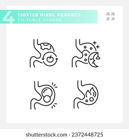 Pixel perfect black icons set of metabolic health, editable thin linear illustration.