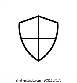 Pixel perfect black thin line icon of blank safety shield. Editable stroke vector 64x64 pixels. Scale 5000% preview. Strong protection concept sign. Security guard symbol. Outline linear pictogram