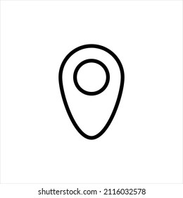 Pixel perfect black thin line icon of round map pin location. Editable stroke vector 64x64 pixels. Scale 5000% preview. Navigation concept. GPS sign. Map pointer symbol. Outline linear pictogram