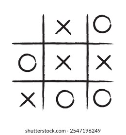 Pixel perfekte schwarze dünne Linie Symbol der Tic Tac Toe. Bearbeitbarer Strichvektor 64x64 Pixel. Vorschau auf 5000 % skalieren. Zeichen der Gedanken und Kreuze. Xs Os Spielsymbol. Kontur XOXO lineares Piktogramm. Tick Tack Toe