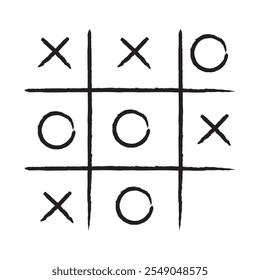 Pixel perfekte schwarze dünne Linie Symbol der Tic Tac Toe. Bearbeitbarer Strichvektor 64x64 Pixel. Vorschau auf 5000 % skalieren. Zeichen der Gedanken und Kreuze. Xs Os Spielsymbol. Kontur XOXO lineares Piktogramm. Tick Tack Toe