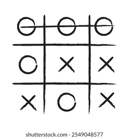 Pixel perfekte schwarze dünne Linie Symbol der Tic Tac Toe. Bearbeitbarer Strichvektor 64x64 Pixel. Vorschau auf 5000 % skalieren. Zeichen der Gedanken und Kreuze. Xs Os Spielsymbol. Kontur XOXO lineares Piktogramm. Tick Tack Toe