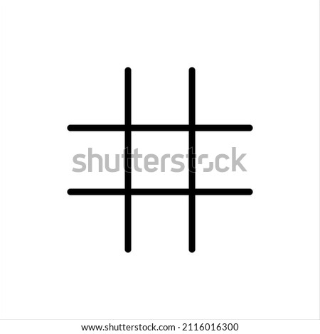 Pixel perfect black thin line icon of blank tic tac toe. Editable stroke vector 64x64 pixel. Scale 5000% preview. Empty Xs Os game template XOXO sign. Tick tack toe symbol. Outline linear grid frame Stock photo © 