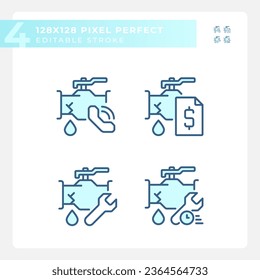 Pixel perfekte blaue Icons gesetzt, die Klempner, bearbeitbare dünne Linie Illustration darstellen.
