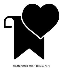 Pixel perfect bookmark favorite with heart icon. Vector illustration