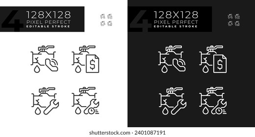 Iconos de luz y oscuridad perfectos de píxeles que representan una ilustración de línea delgada editable y en plomo.