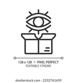 Pixel perfect editable black product monitoring icon, isolated vector, product management thin line illustration.