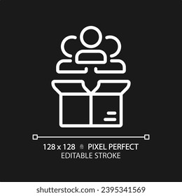Pixel perfect editable white customer icon, isolated vector, product management thin line illustration.