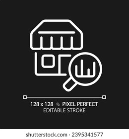 Icono de salida blanca editable de píxeles, vector aislado, ilustración de línea delgada de administración de productos.
