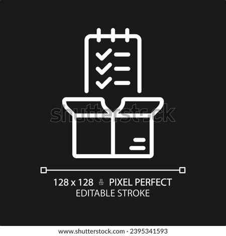 Pixel perfect editable white quality control icon, isolated vector, product management thin line illustration.