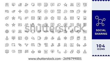 Pixel Perfect, Essential Social Sharing Icons. Professional Social Sharing Icon Set Vector Illustration. Most Useful Icons for Social Networks, Communication, and Content Sharing
