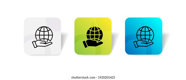 pixel perfect global care, earth donation and charity icon set in line, solid, glyph, 3d gradient style
