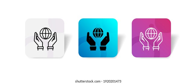 pixel perfect global care, earth donation and charity icon set in line, solid, glyph, 3d gradient style