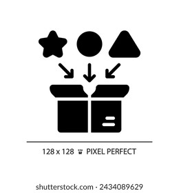 Icono de iteración de estilo de glifo perfecto de píxel, vector aislado, ilustración de gestión de producto.