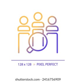 Pixel perfect gradient customer analysis icon, isolated vector, product management thin line illustration.