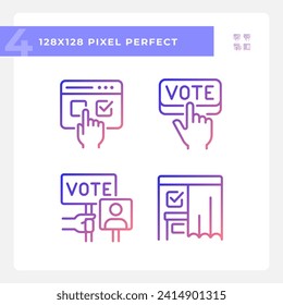 Pixel perfect gradient icons representing voting, isolated vector illustration, election signs.
