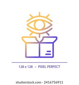 Pixel perfect gradient product monitoring icon, isolated vector, product management thin line illustration.