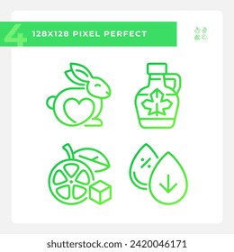 Pixel perfect gradient simple icons collection representing allergen free, green thin linear illustration.