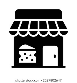 Pixel perfect icon of cheese shop, easy to use and download
