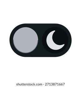 Icono de píxel perfecto para un modo oscuro, con un símbolo de luna creciente estilizado con bordes redondeados y suaves, renderizado en un diseño elegante y moderno