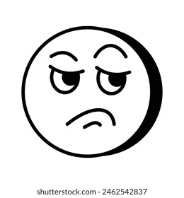 Pixel perfect icon of jealous emoji, isolated on white background