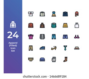 Pixel Perfect Icon Set with Beautiful Hnadcrafted Apparel Icon Set